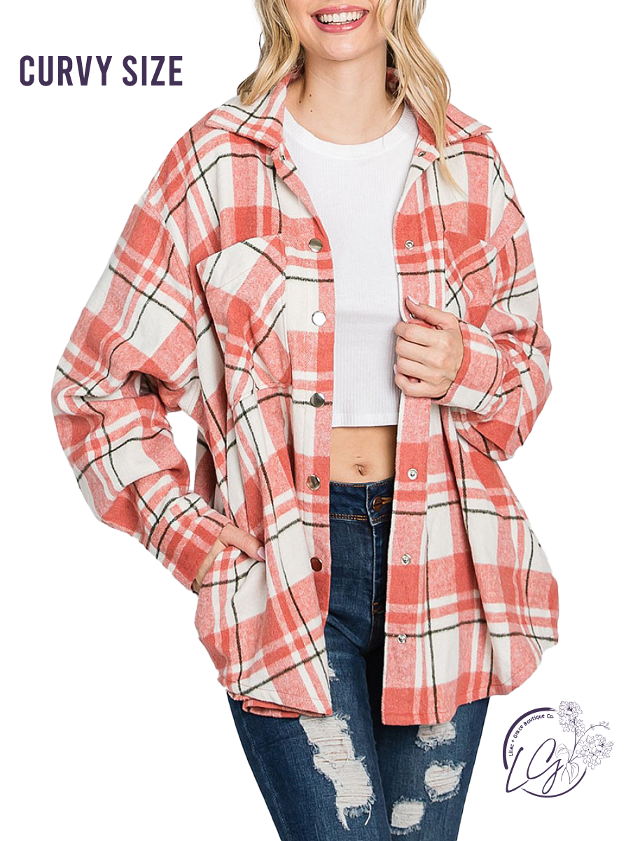 Curvy Remind Me Again Plaid Shacket