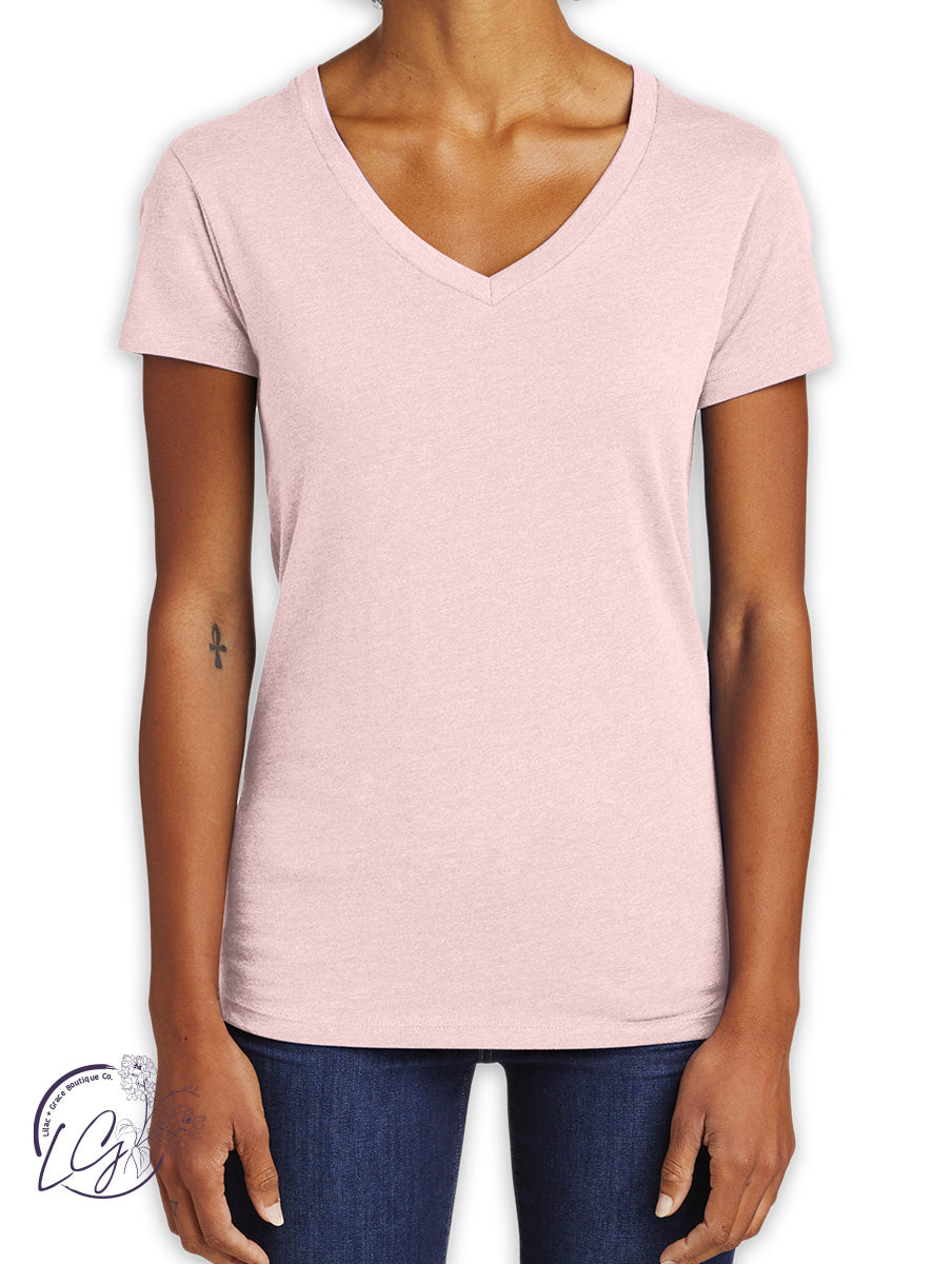 Signature Basic V-Neck Tee in Heather Rose