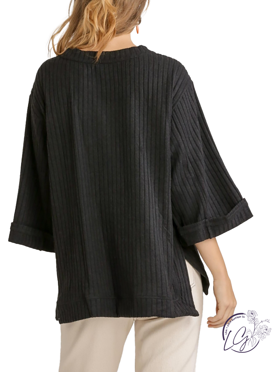 Want You Around RIbbed 3/4 Sleeve Top