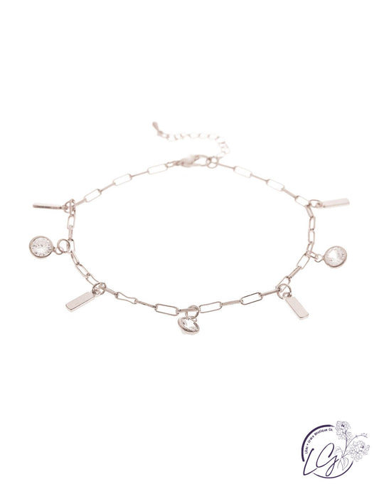 Silver Chain Crystal Charms Anklet