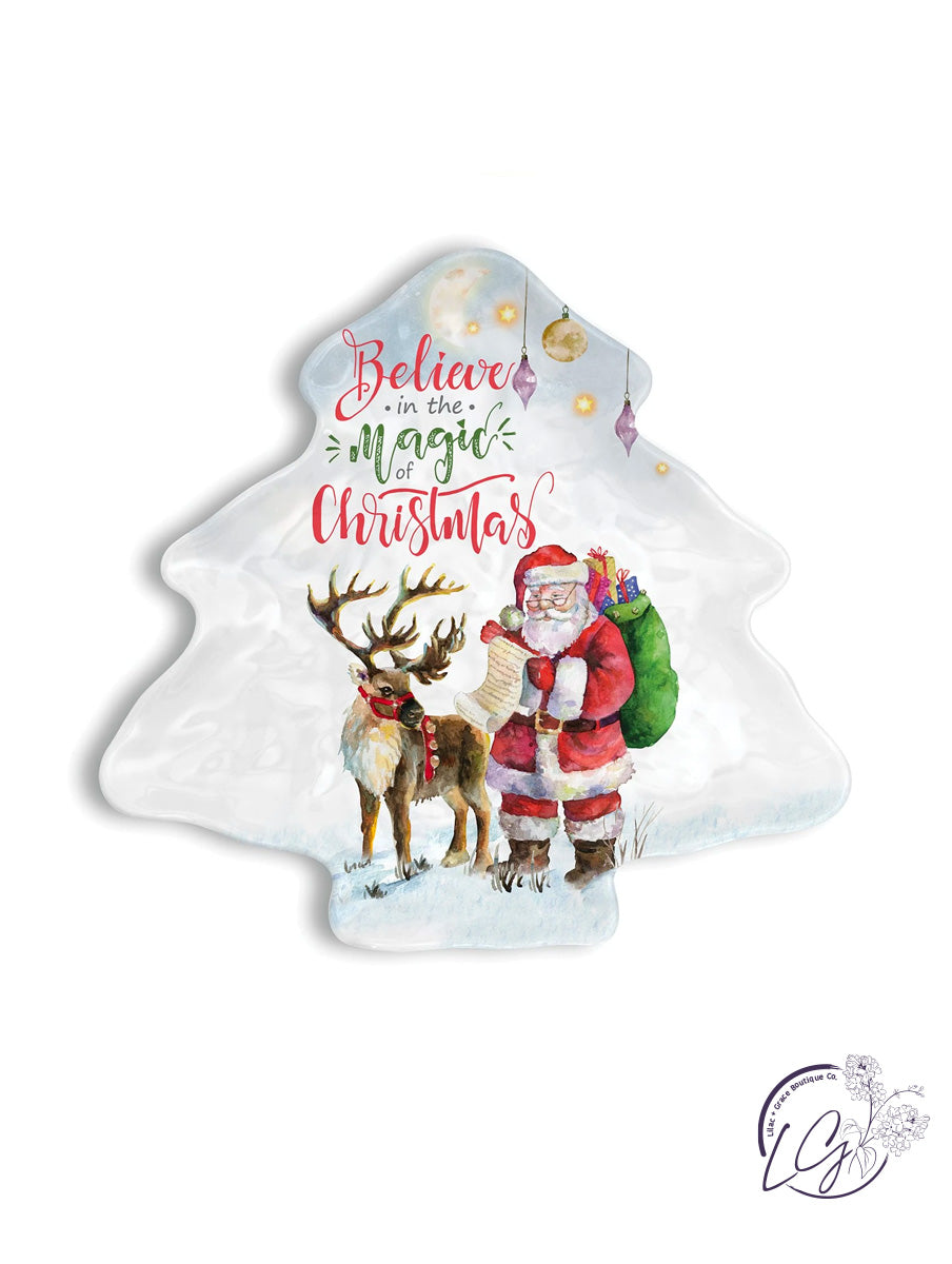 Believe Melamine Serveware Christmas Tree Plate