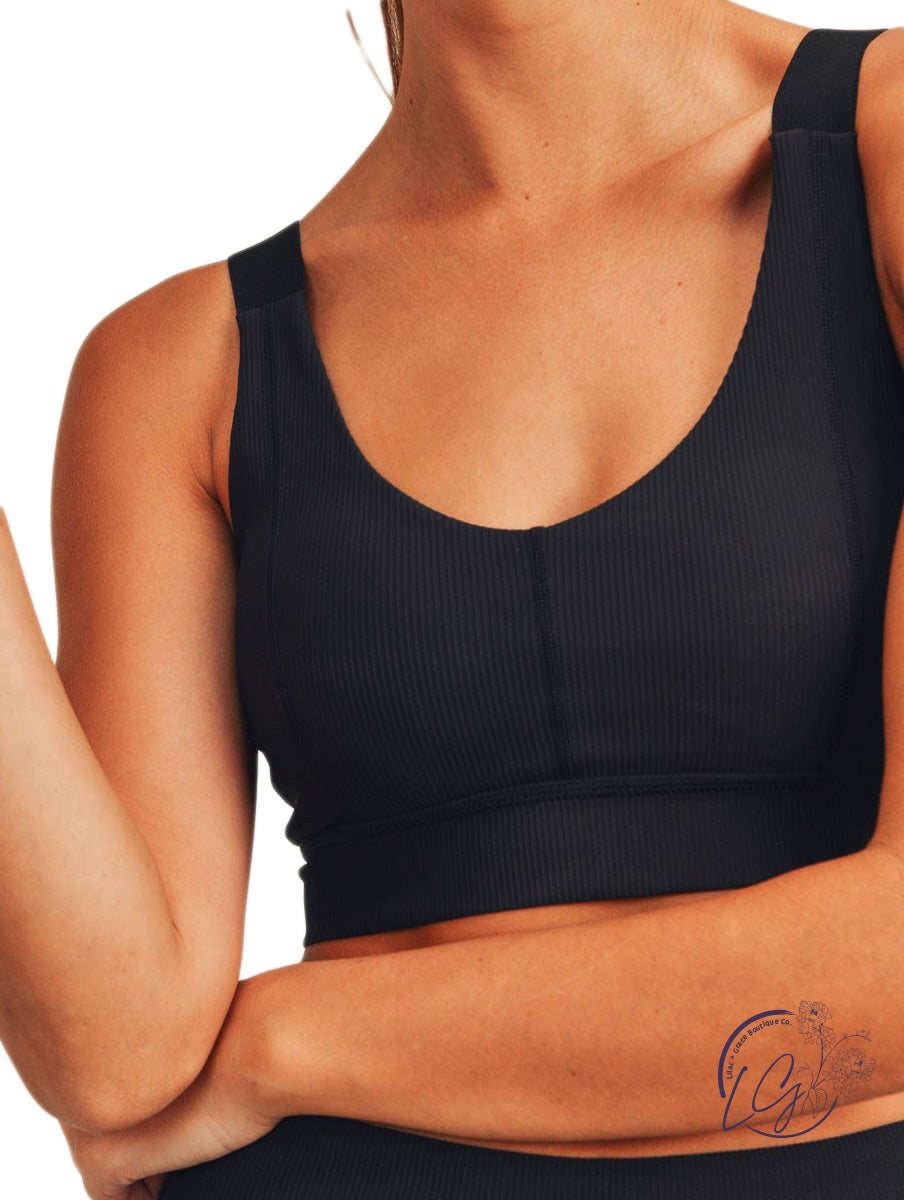 Micro Ribbed Lycra-Blend Sports Bra