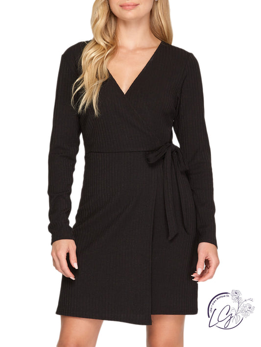 Where We Go Surplice Knit Dress