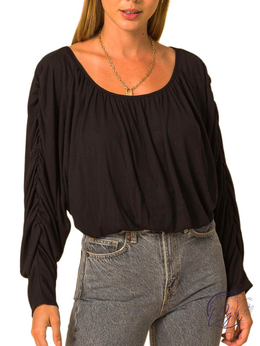 Out of The Blue Boat Neck Dolman Sleeve Blouse