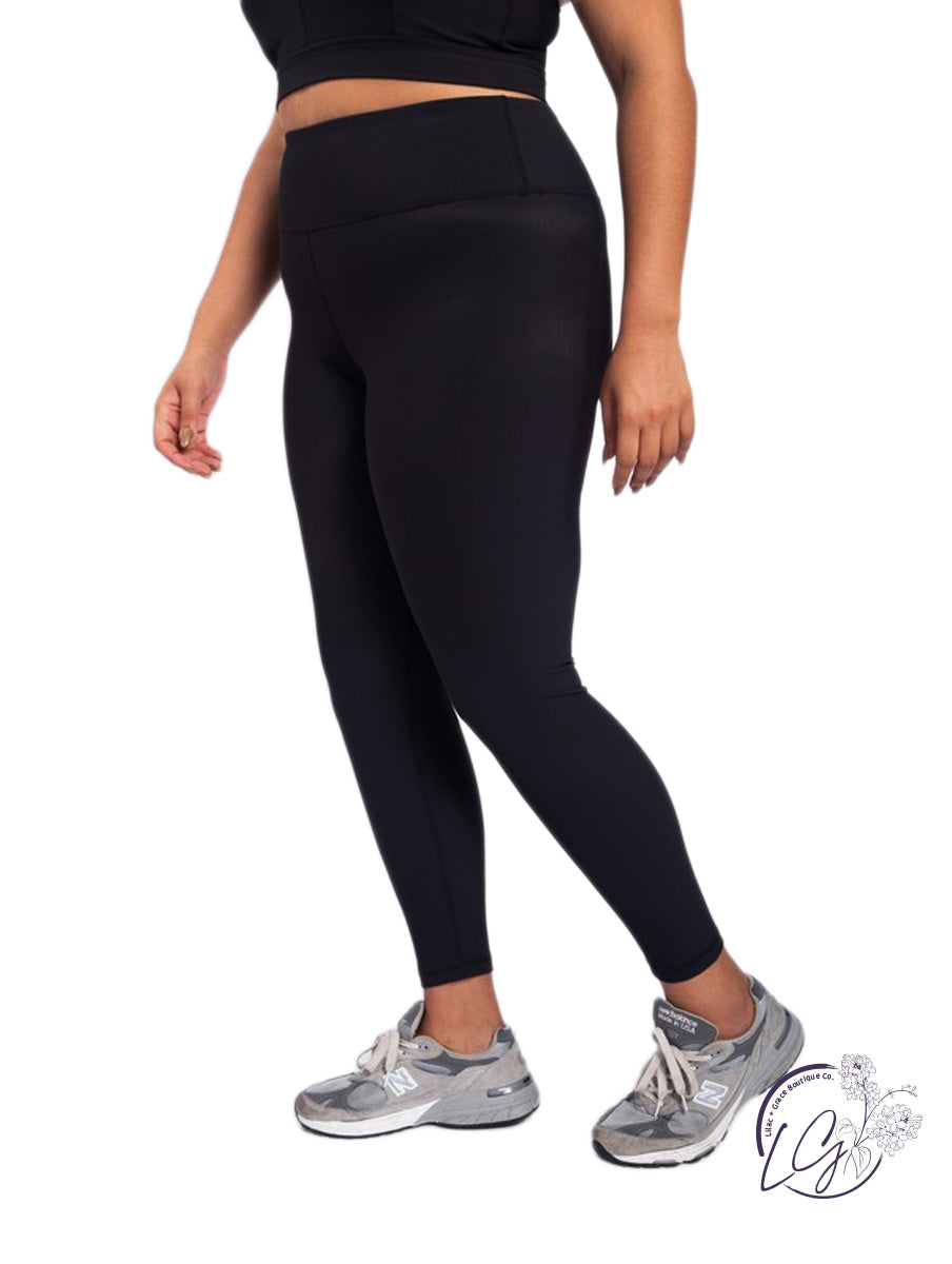 Curvy Micro Ribbed Lycra-Blend High-Rise Leggings