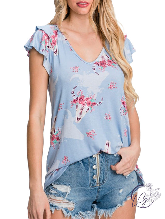 Happy Hour Ruffled Sleeve Top