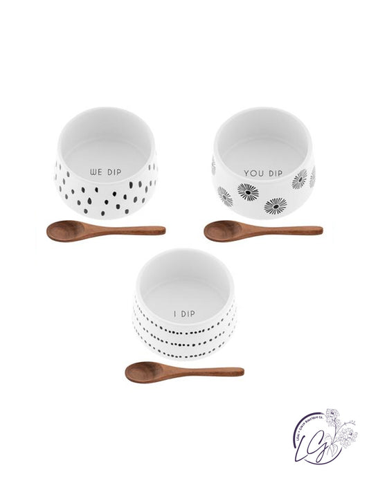 Milo Dip Bowls w/ Wooden Spoons