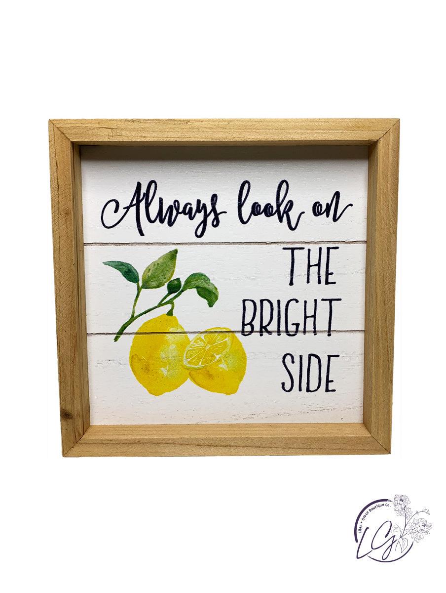 WOOD FRAMED LEMON TABLETOP/WALL SIGN