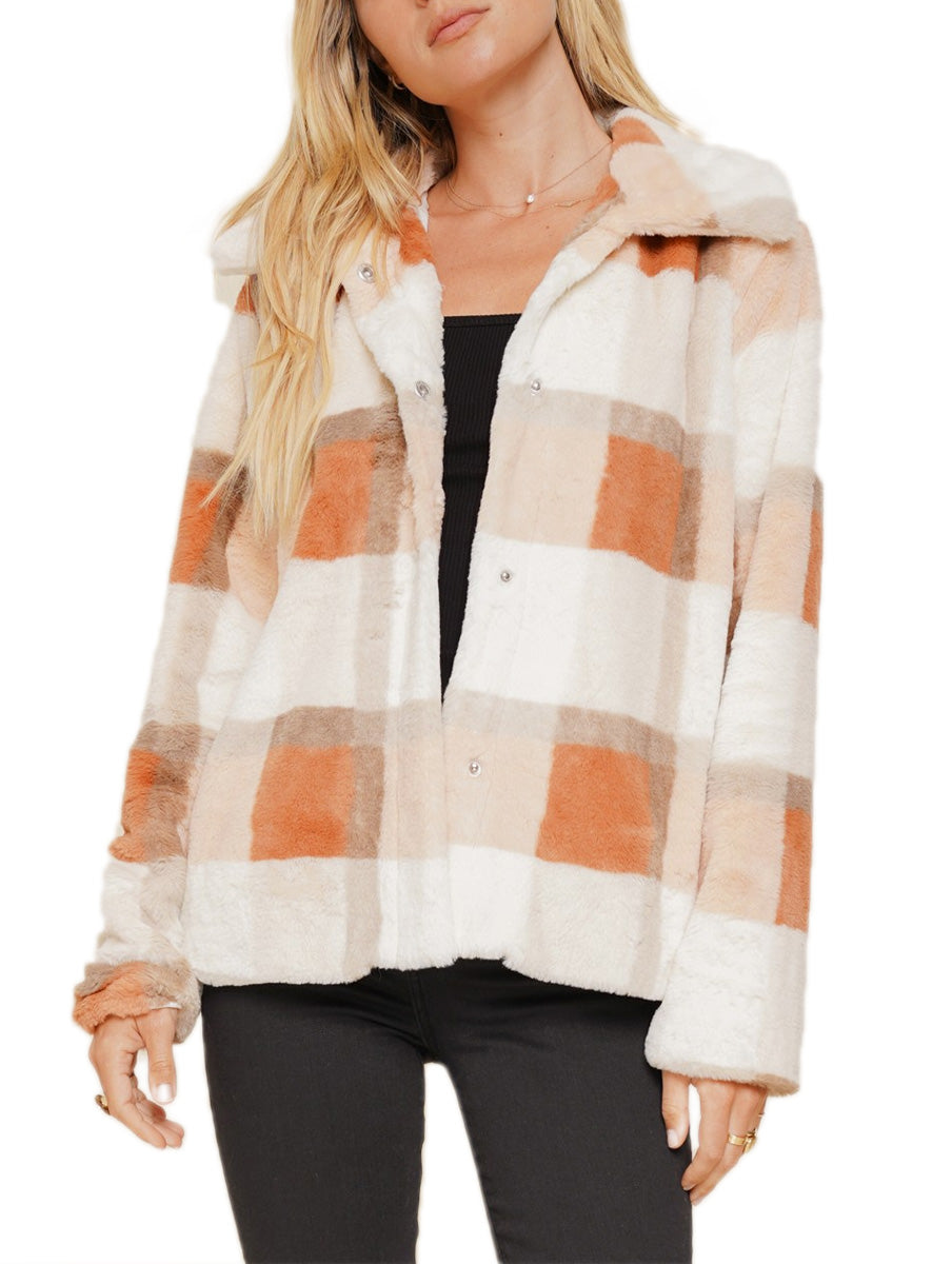 On The Search Plaid Faux Fur Jacket