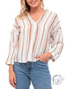 Rising Sun Striped V-Neck Top