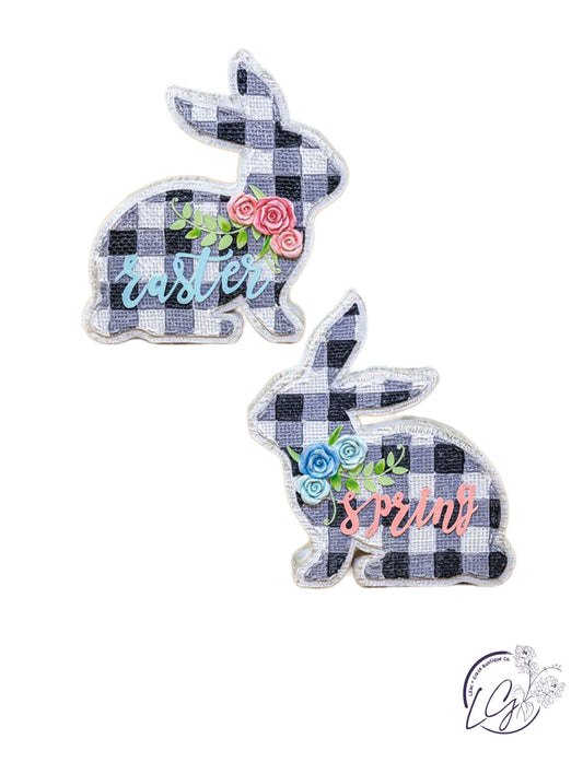 BLACK GINGHAM EASTER SPRING BUNNY TABLETOP