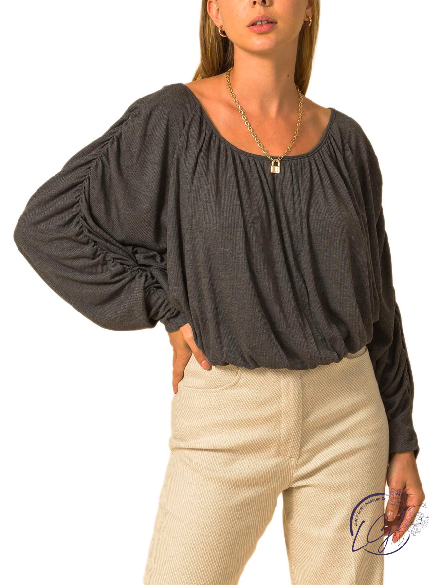 Out of The Blue Boat Neck Dolman Sleeve Blouse