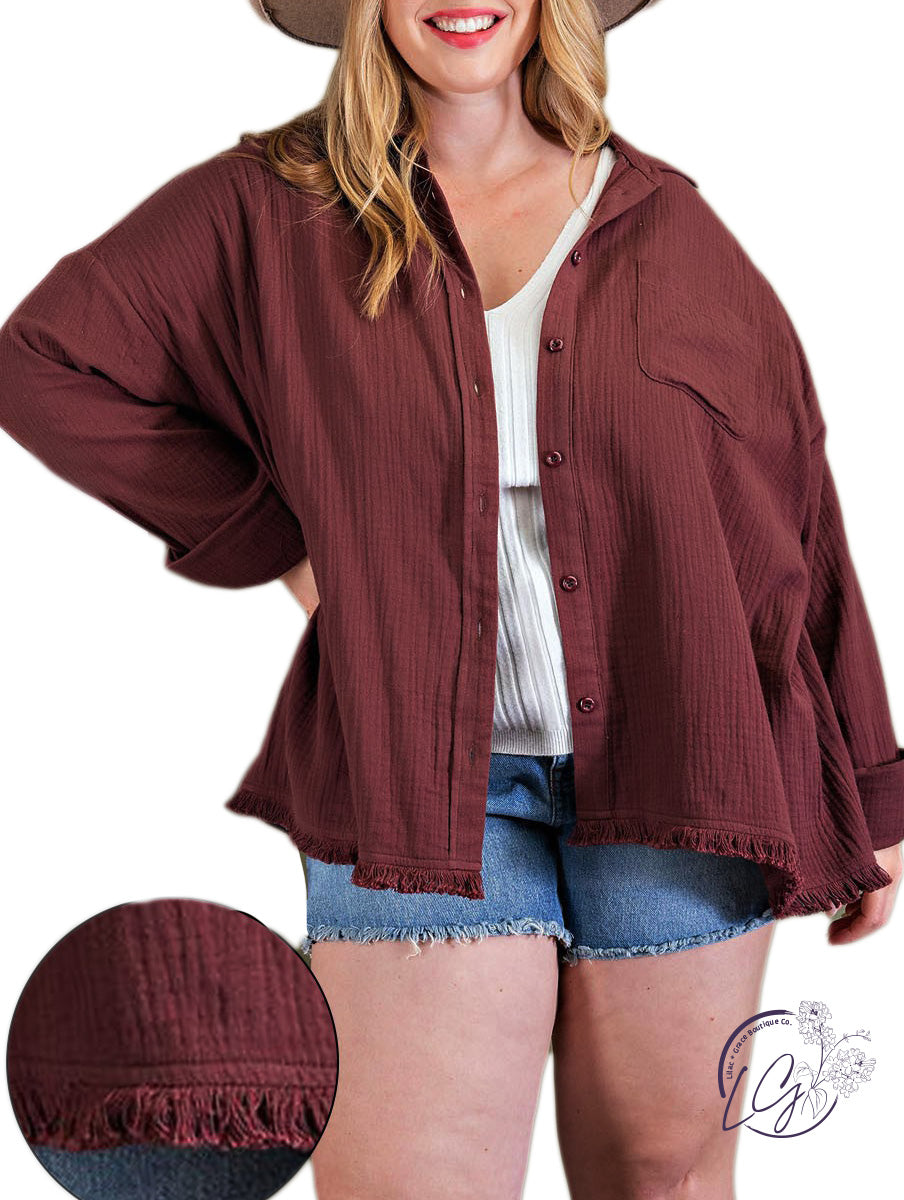 Curvy Fresh Pick Linen Shacket