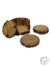 Wood Bark Round Coasters With Bark Caddy