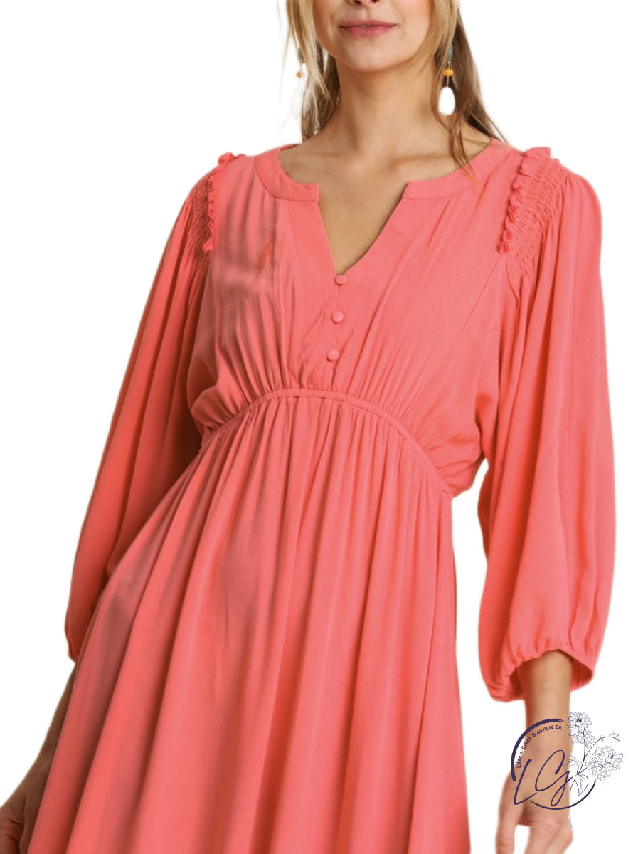 Just Peachy Dolman Sleeve Dress