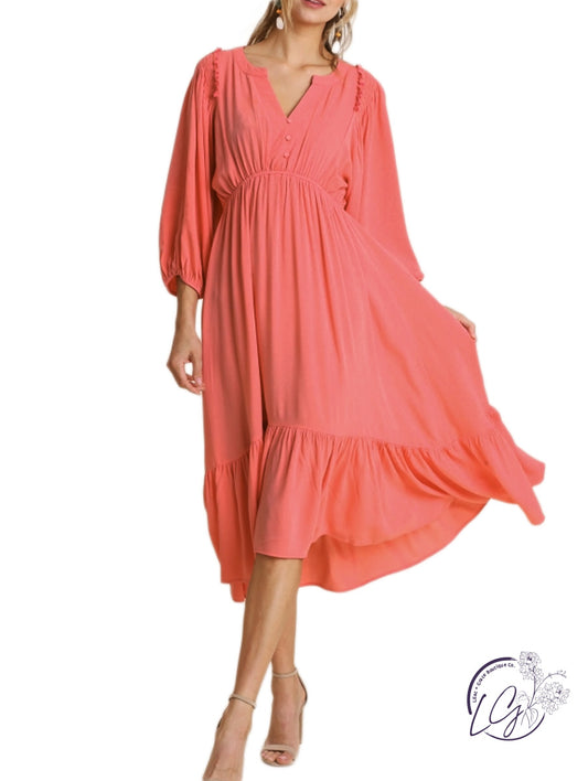 Just Peachy Dolman Sleeve Dress