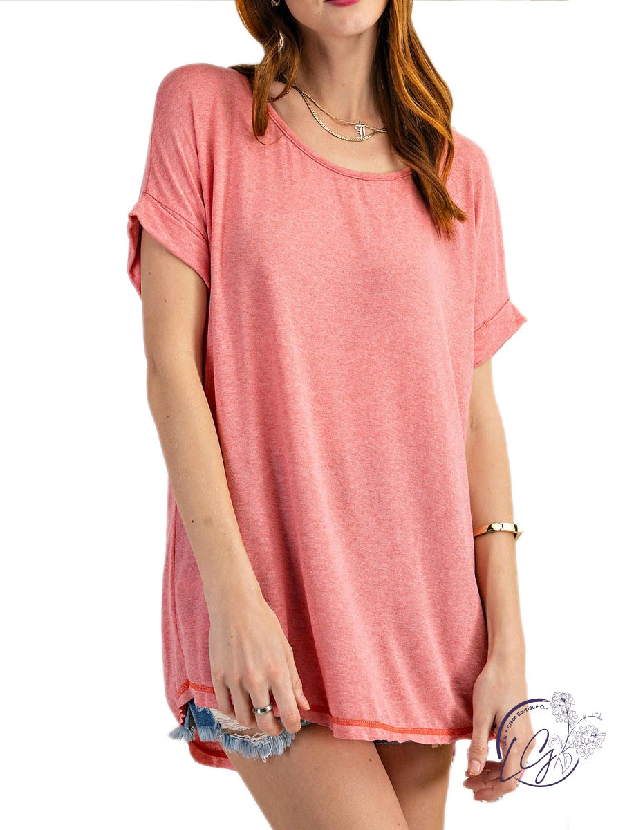 Curvy Into The Light Short Sleeve Hi Low Hem Top