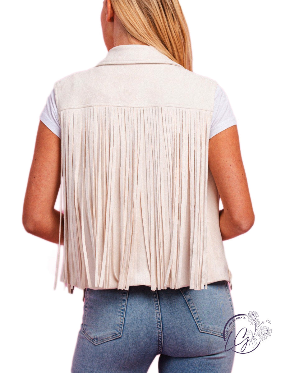 Light It Up Fringe Faux Suede Vest