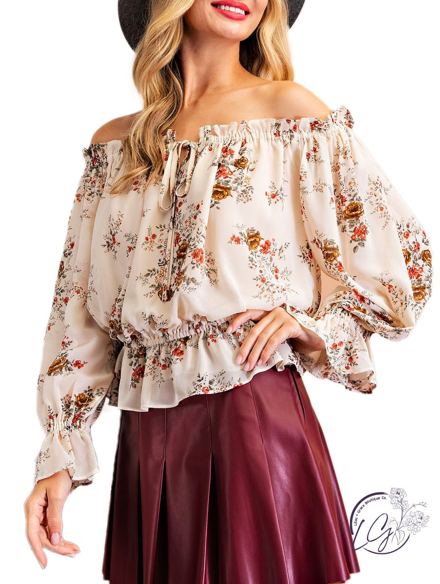 Fool For You Floral Off The Shoulder Blouse