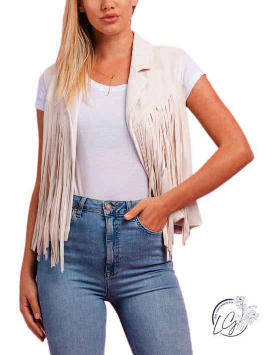 Light It Up Fringe Faux Suede Vest