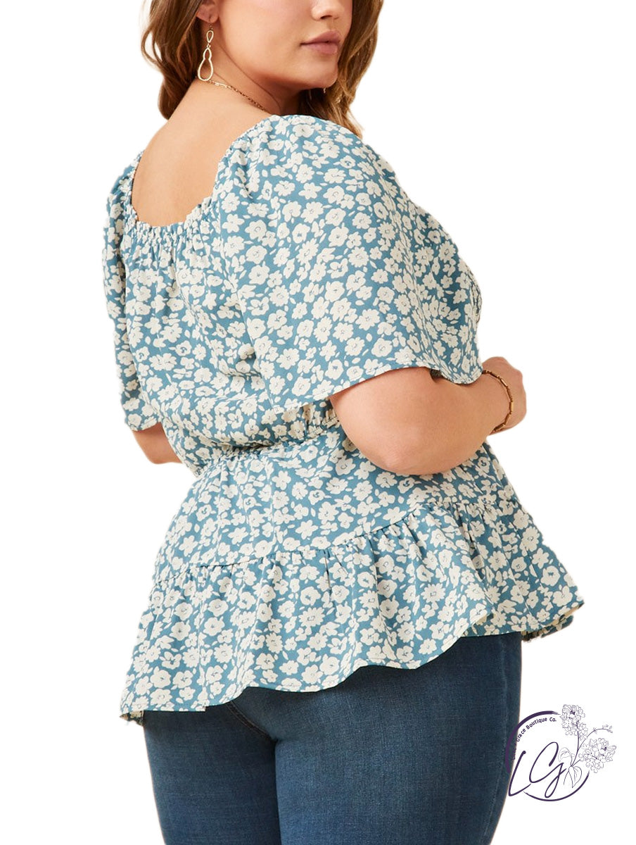 Curvy Meadow Muse Floral Top