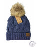 Bobble Knit Fur Pom CC Beanie