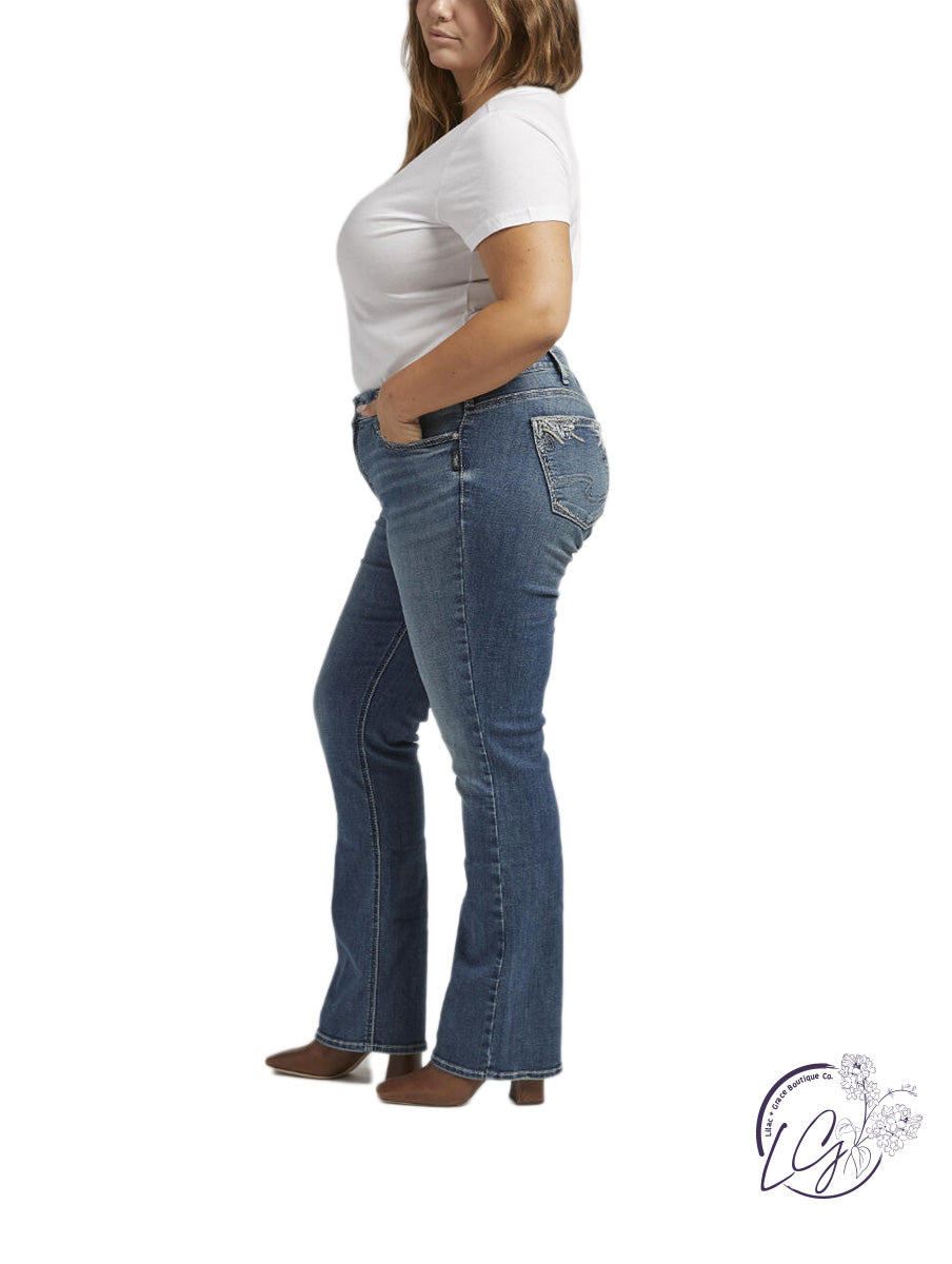 Curvy Elyse Mid Rise Slim Bootcut Jeans