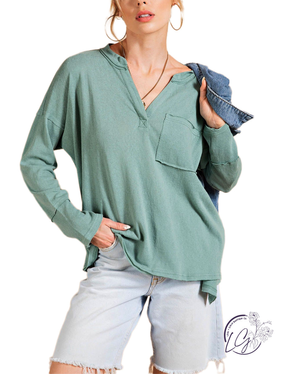 Relaxed V-Neck Lounge Top