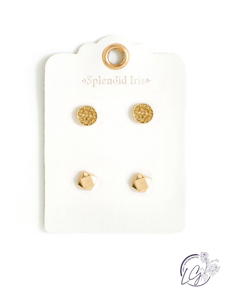 Pave Circle & Geometric Stud