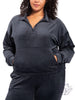 Curvy Velour 3/4 Zip Pullover