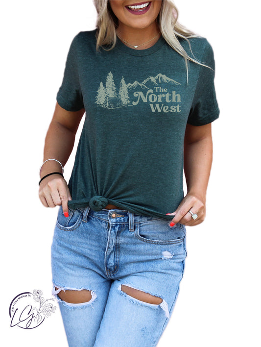 Northwest Mountains Tee in Evergreen