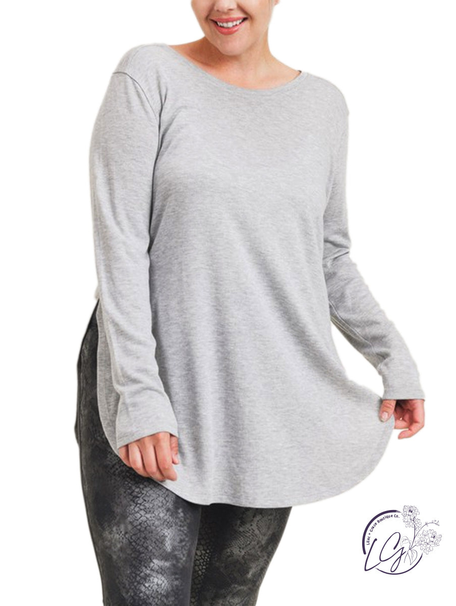 Curvy Different Times Long Sleeve with Side Slits