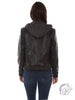 Women's Hooded Leather Zip Lined Jacket