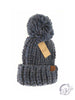 Chunky Knit Yarn Pom CC Beanie