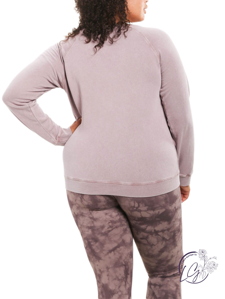 Curvy Time Will Tell Cozy Raglan Crewneck