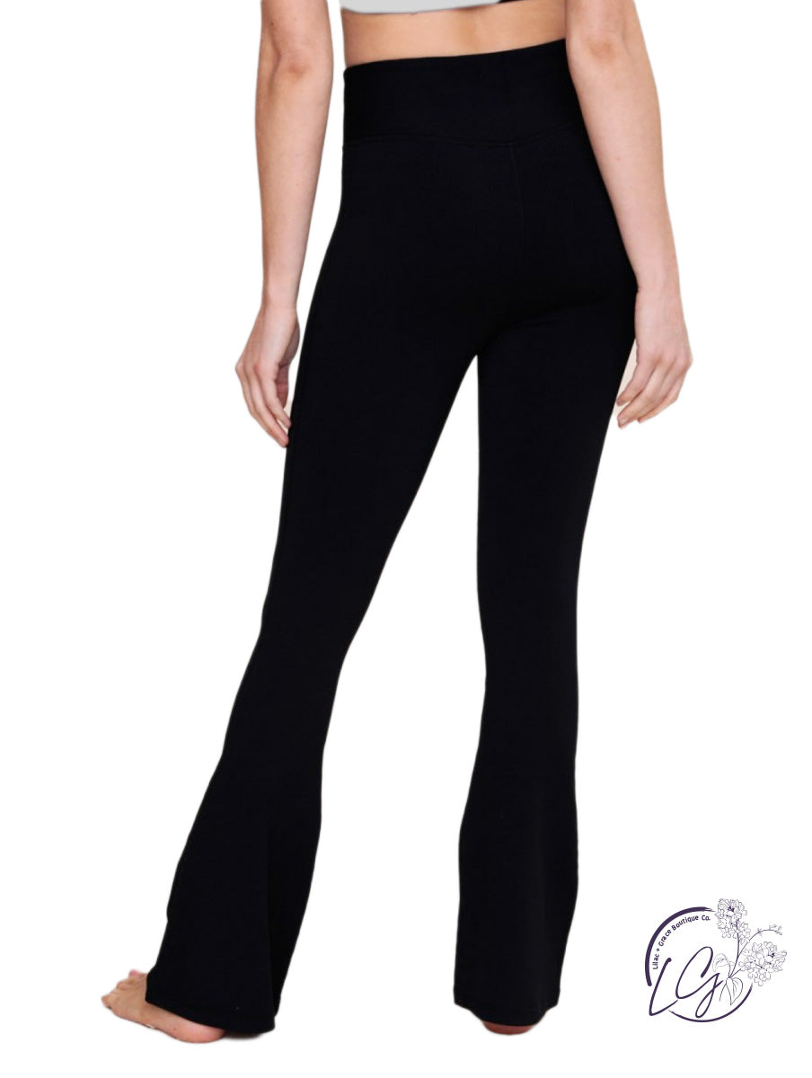 Ribbed Flare High-Rise Leggings