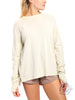 Mineral-Washed Hi-Lo Sweater with Thumb Holes