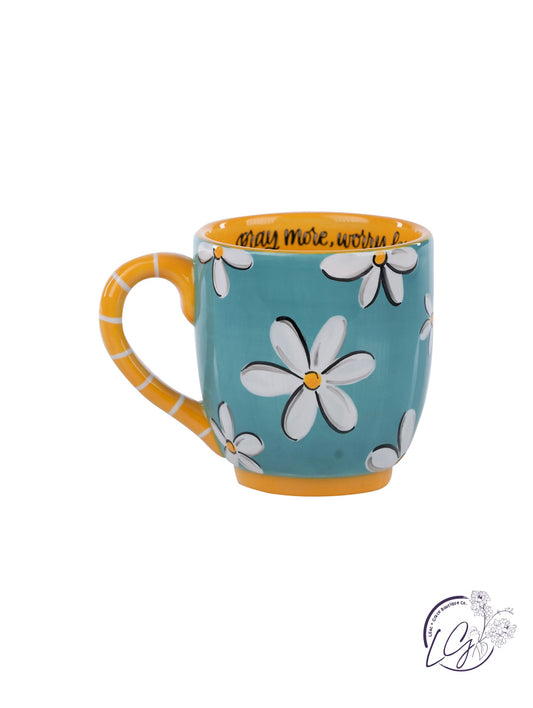 DAISY PRAY MORE WORRY LESS MUG