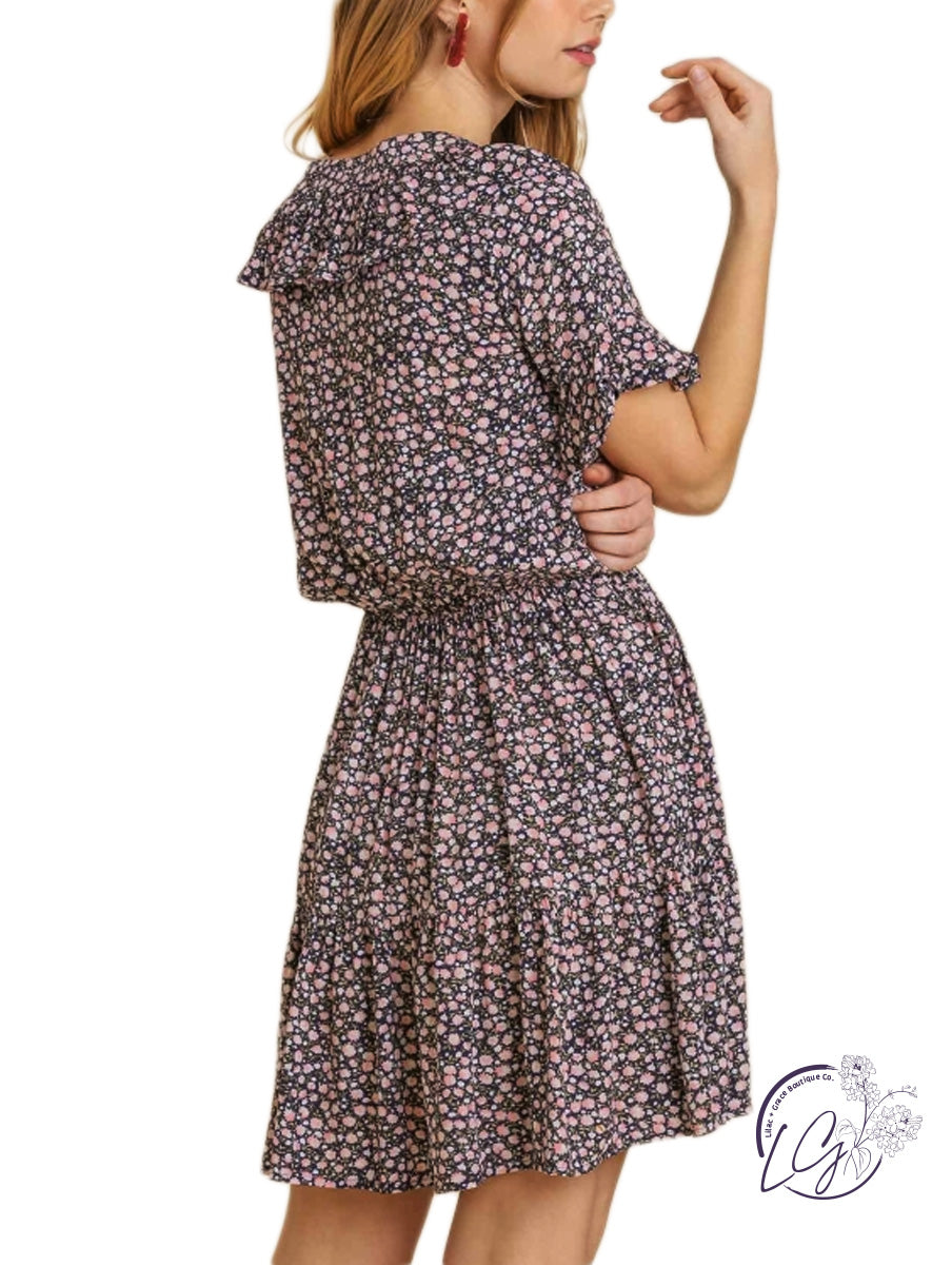 Create It Floral Print Elastic Waist Dress