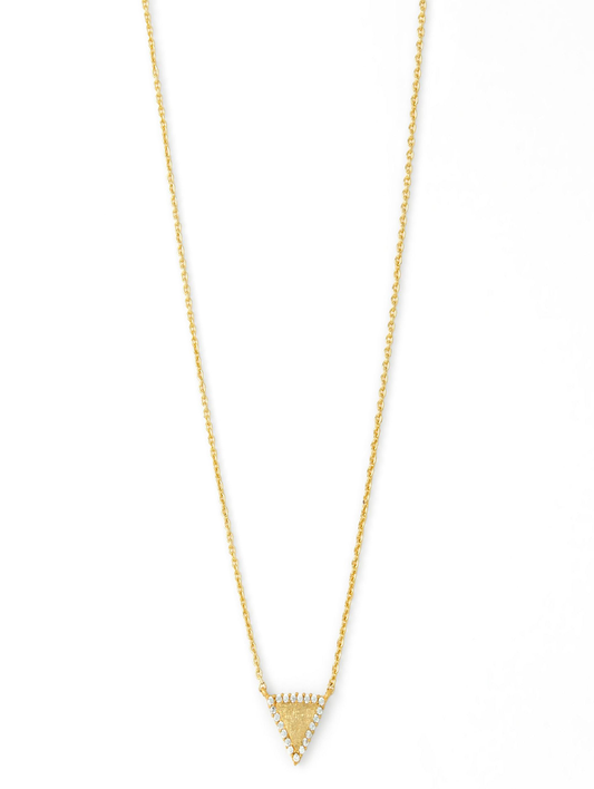 Etched Triangle Necklace in Gold