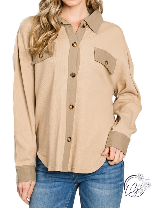 Cozy Chic Mixed Fabric Shirt