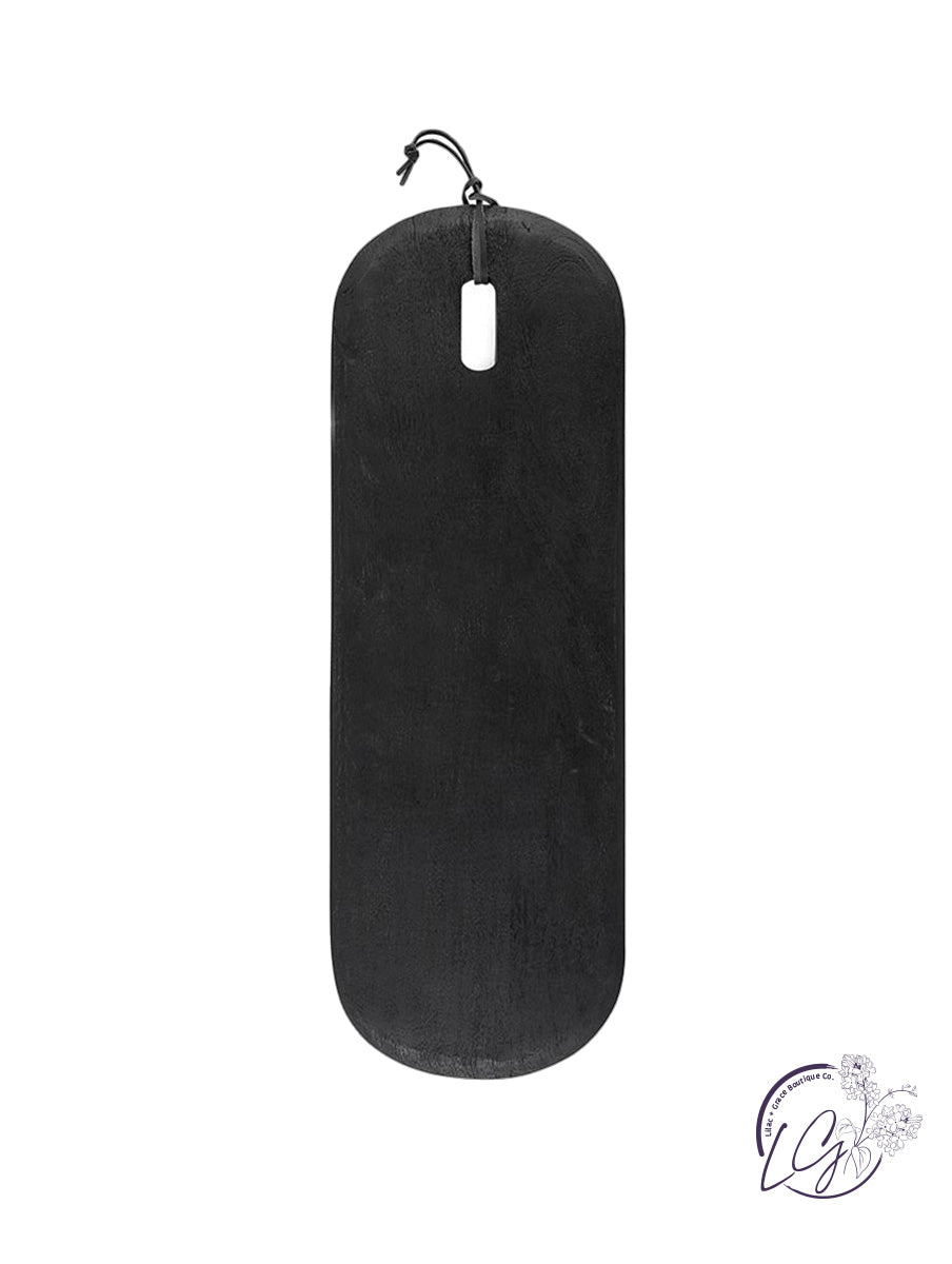 Textured Wood Board - Large Oval - Black