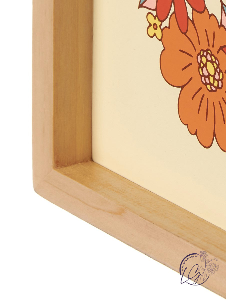 Inset Box Sign - Floral Peace Sign