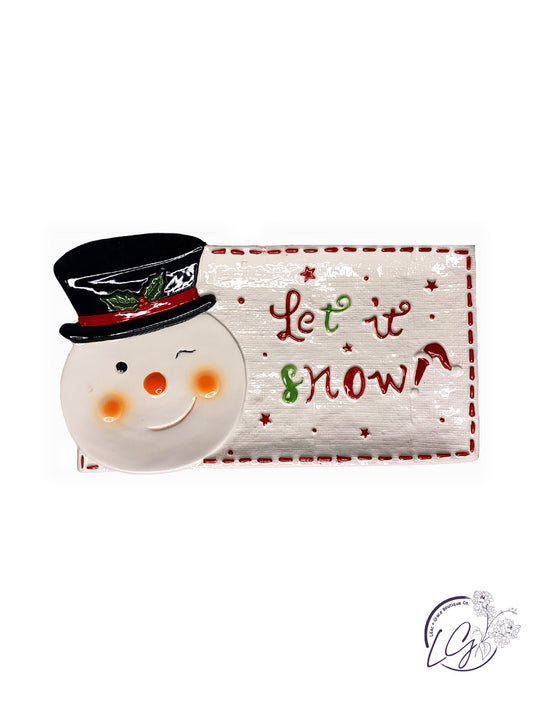 Gleeful Santa Snowman Cookie Plate