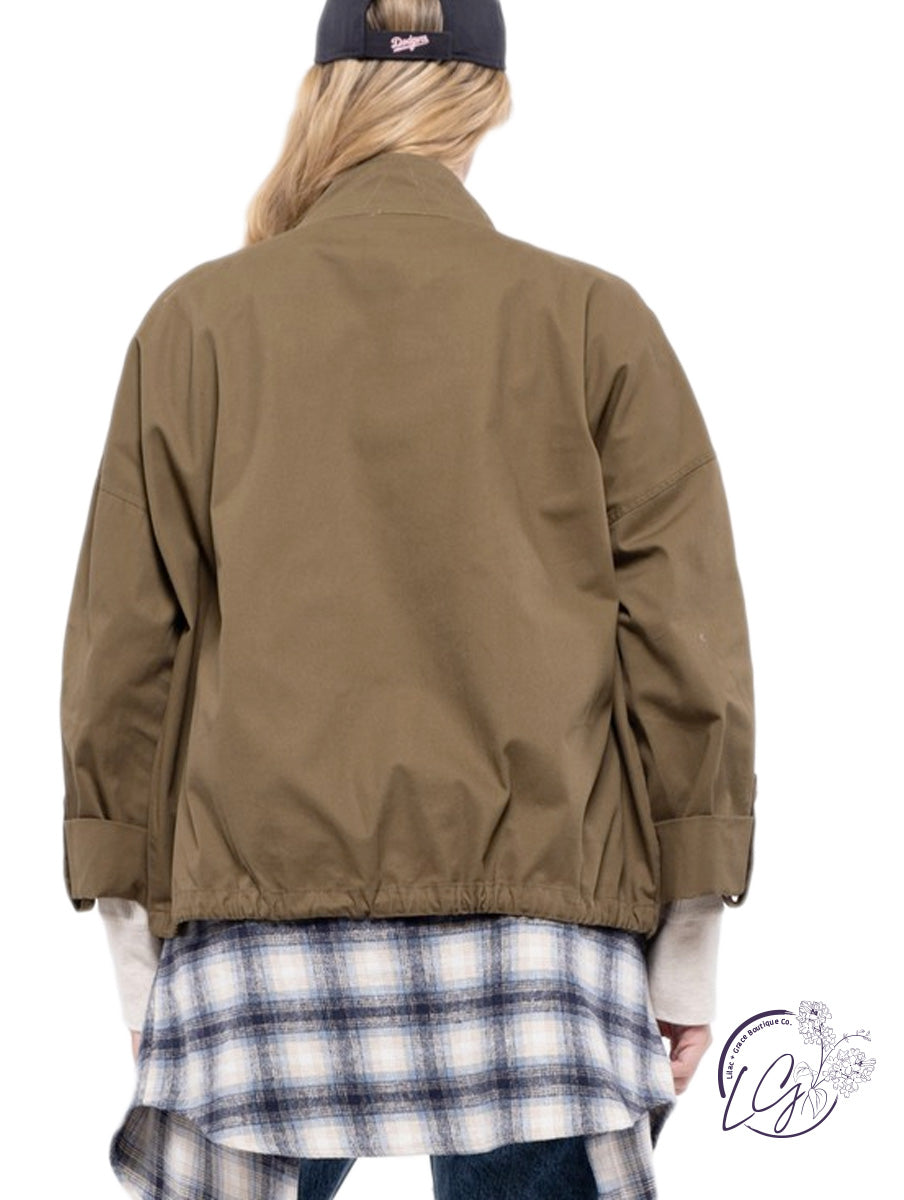 Curvy Know How Oversized Pocket Utility Jacket