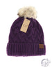 Chunky Braided Cable Knit Fur Pom CC Beanie