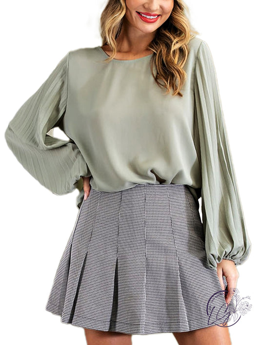 Times of Fun Pleated Sleeve Blouse