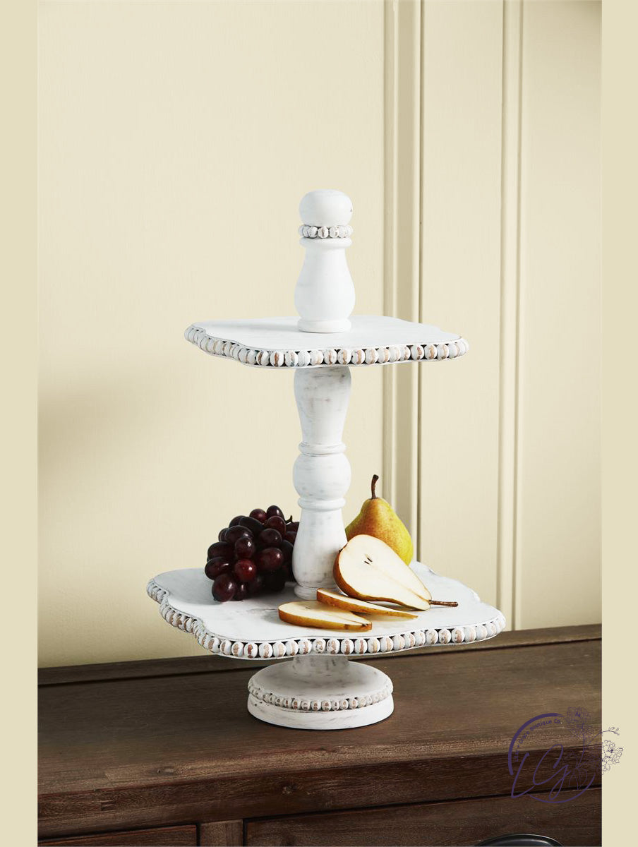 WHITE BEADED TIERED SERVER