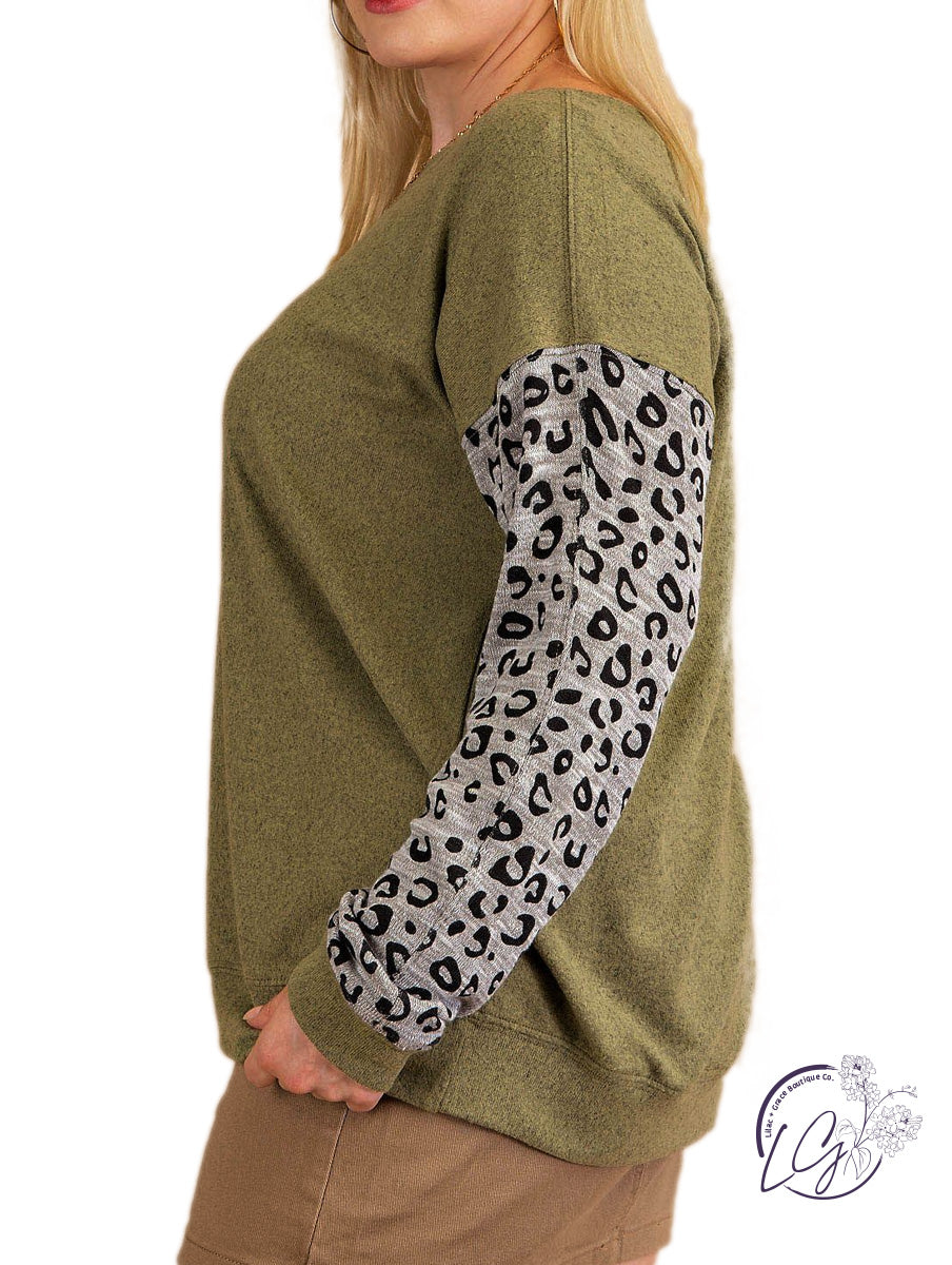 Curvy Rumors of Love Leopard Print Long Sleeve