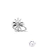 Flower With CZ Accent Adjustable Ring